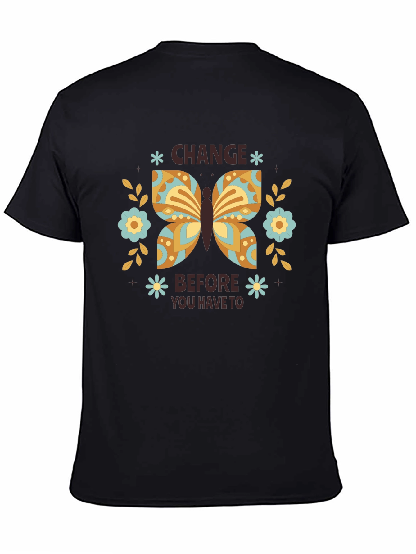 Change Butterfly Graphic Tee - Black Cotton Comfort