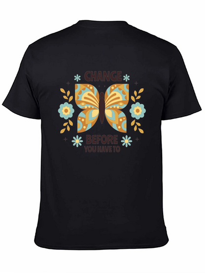 Change Butterfly Graphic Tee - Black Cotton Comfort
