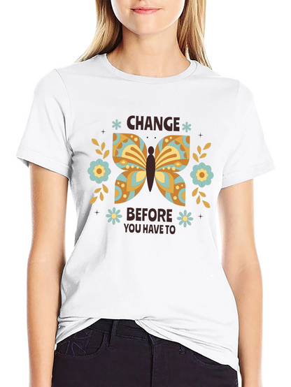 Change Butterfly Graphic Tee - Black Cotton Comfort