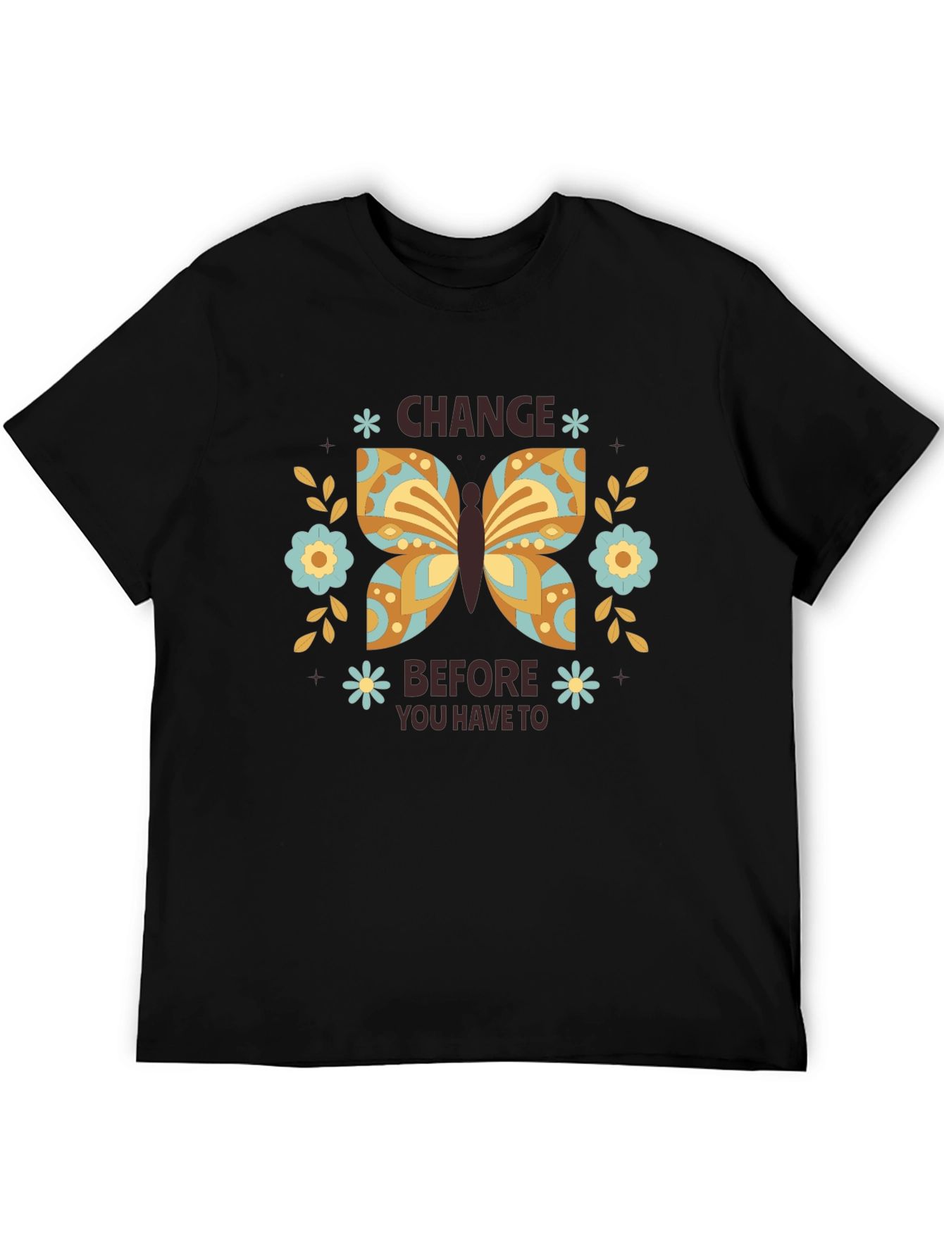 Change Butterfly Graphic Tee - Black Cotton Comfort