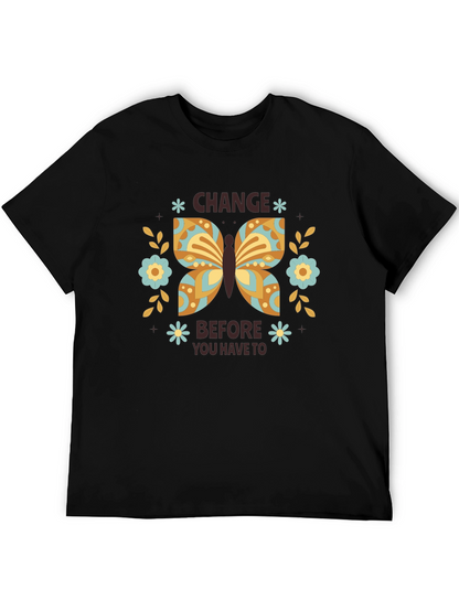 Change Butterfly Graphic Tee - Black Cotton Comfort
