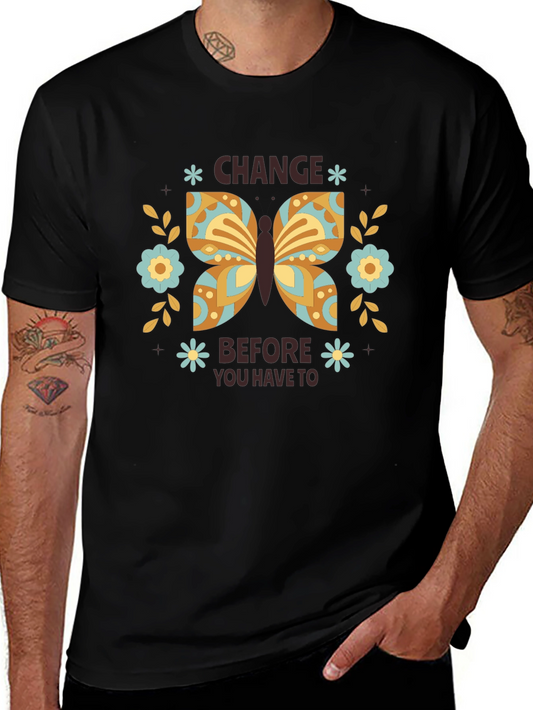 Change Butterfly Graphic Tee - Black Cotton Comfort