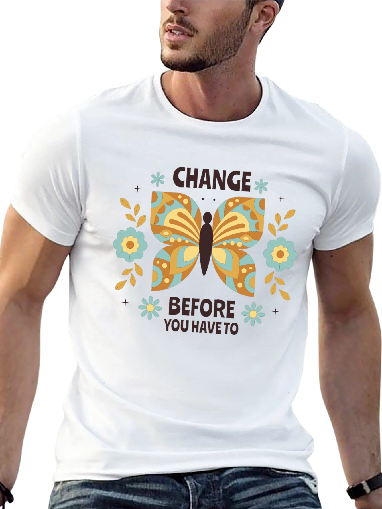 Change Butterfly Graphic Tee - Black Cotton Comfort