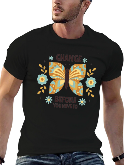 Change Butterfly Graphic Tee - Black Cotton Comfort