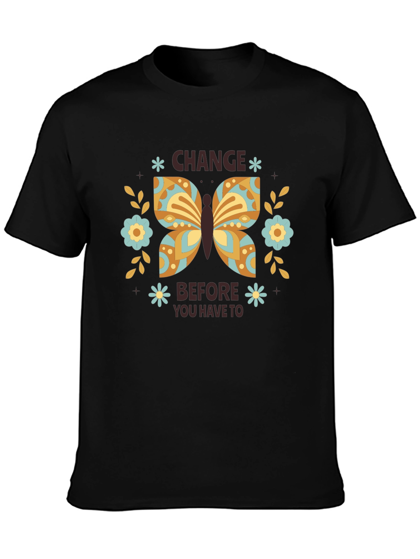 Change Butterfly Graphic Tee - Black Cotton Comfort