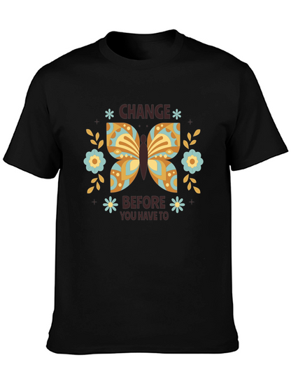 Change Butterfly Graphic Tee - Black Cotton Comfort