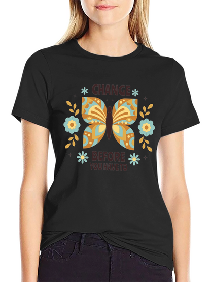 Change Butterfly Graphic Tee - Black Cotton Comfort