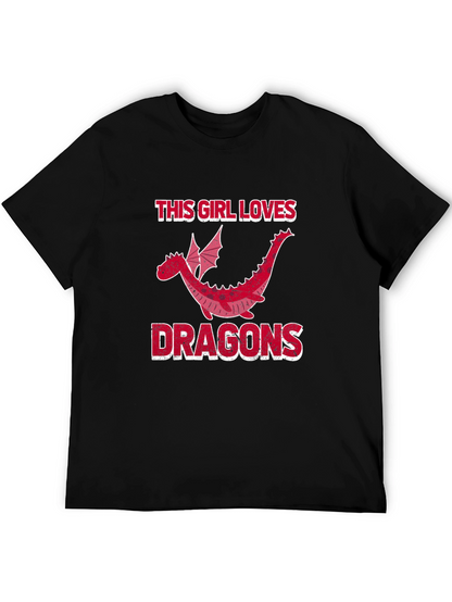 This Girl Loves Dragons T-Shirt - Black Graphic Tee