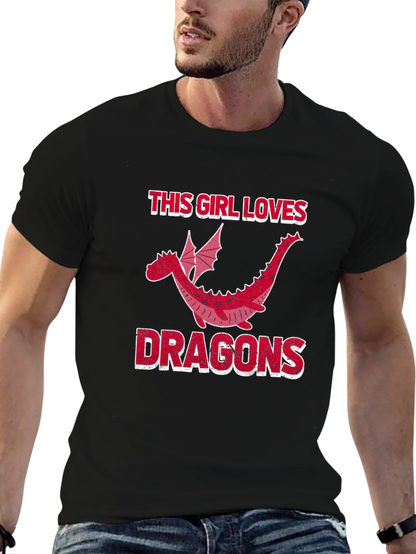 This Girl Loves Dragons T-Shirt - Black Graphic Tee
