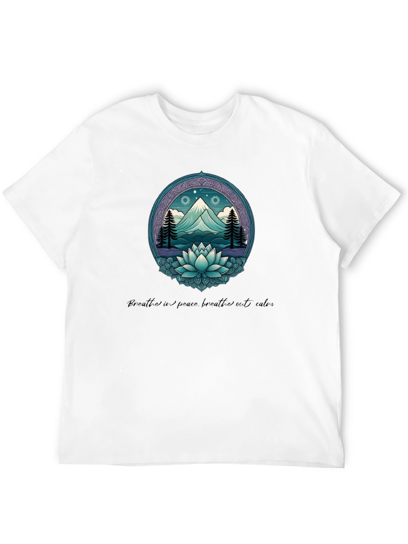 Mountain & Lotus Graphic Tee - Breathe in Peace