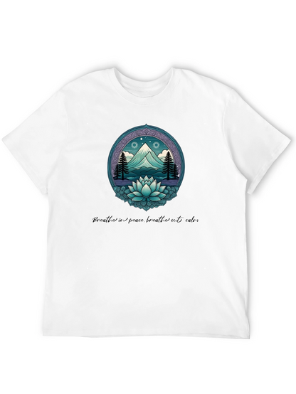 Mountain & Lotus Graphic Tee - Breathe in Peace