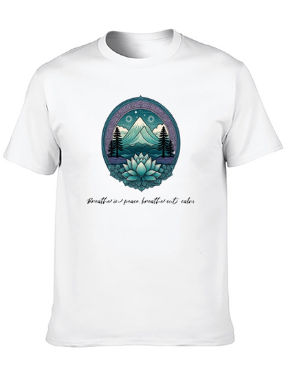 Mountain & Lotus Graphic Tee - Breathe in Peace