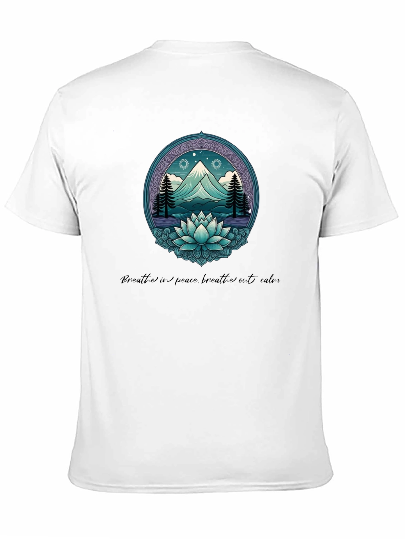 Mountain & Lotus Graphic Tee - Breathe in Peace