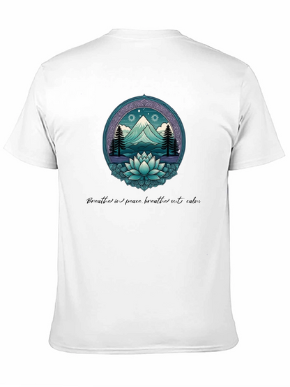 Mountain & Lotus Graphic Tee - Breathe in Peace