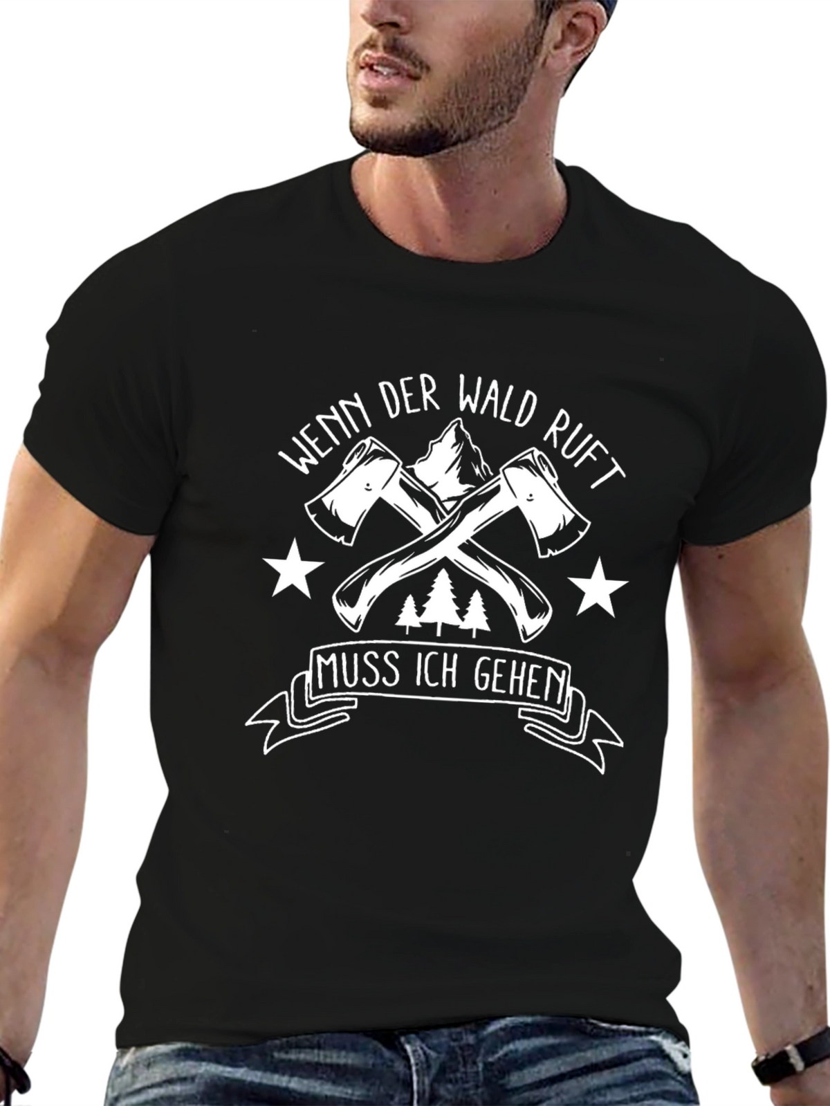 Wenn Der Wald Ruft Graphic Tee - Black