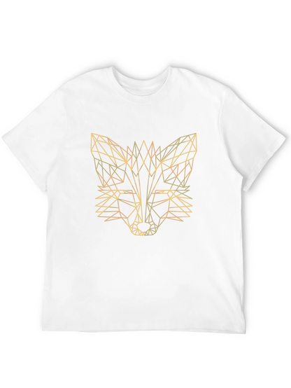 Geometric Fox Graphic Tee - Stylish Mens Black T-Shirt