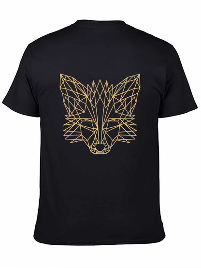 Geometric Fox Graphic Tee - Stylish Mens Black T-Shirt