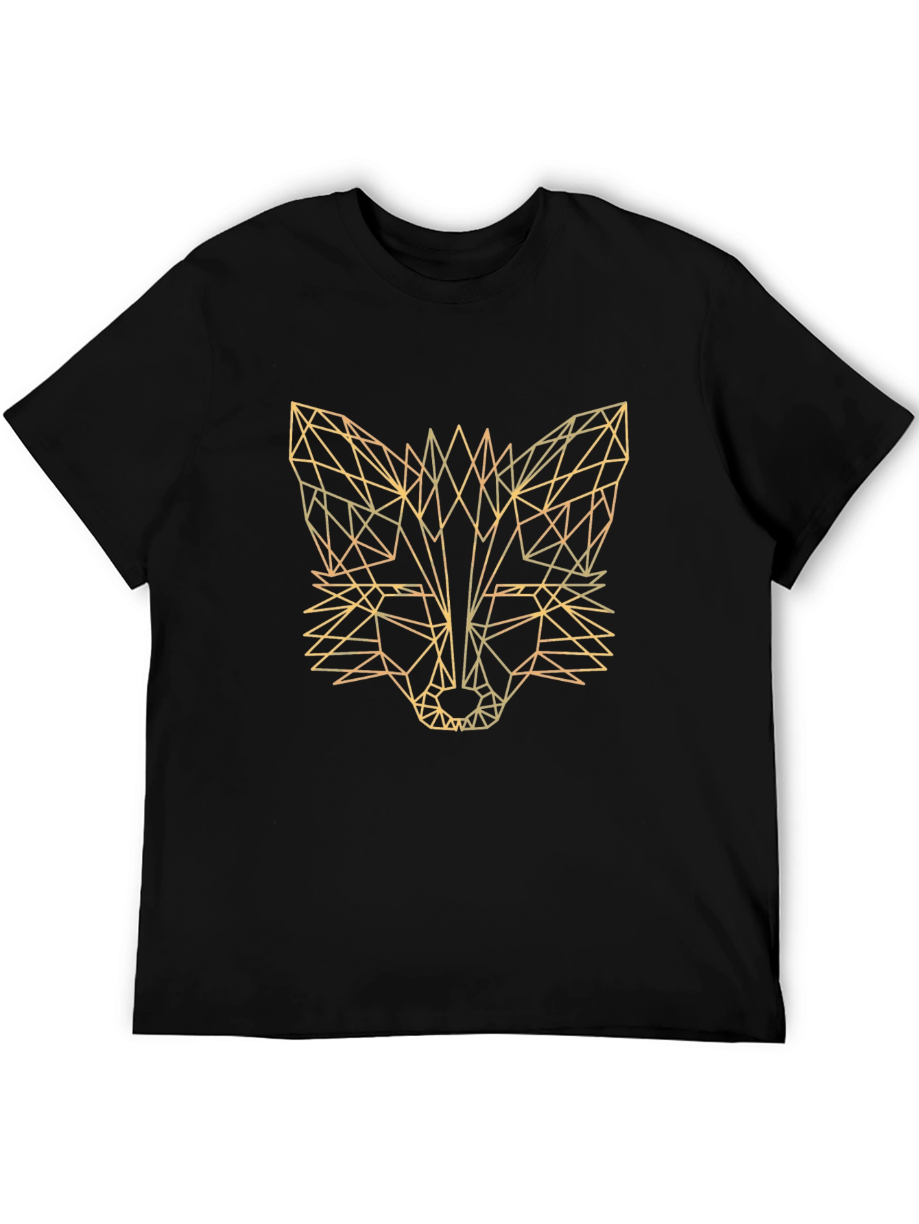 Geometric Fox Graphic Tee - Stylish Mens Black T-Shirt