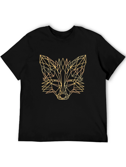 Geometric Fox Graphic Tee - Stylish Mens Black T-Shirt