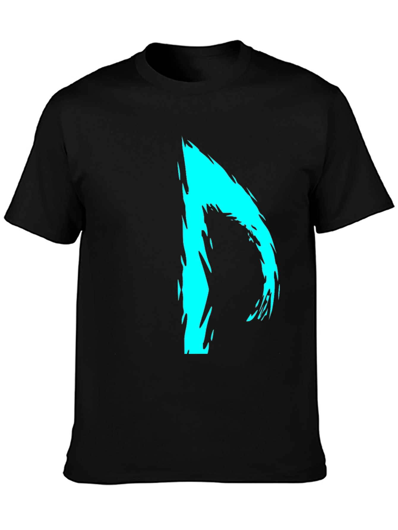 Abstract Cyan Graphic Black T-Shirt