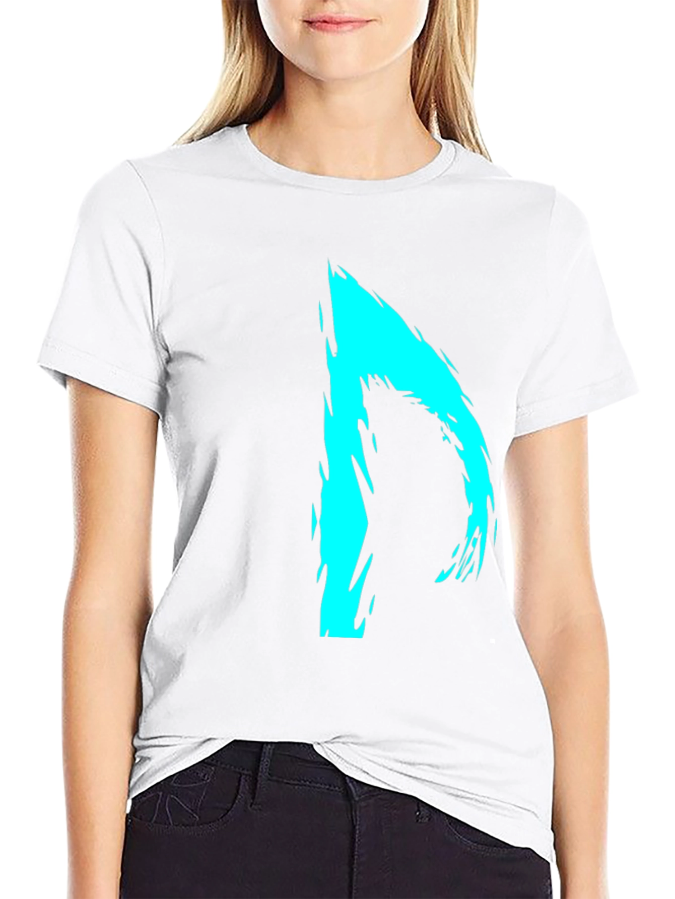 Abstract Cyan Graphic Black T-Shirt