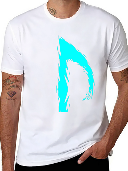 Abstract Cyan Graphic Black T-Shirt