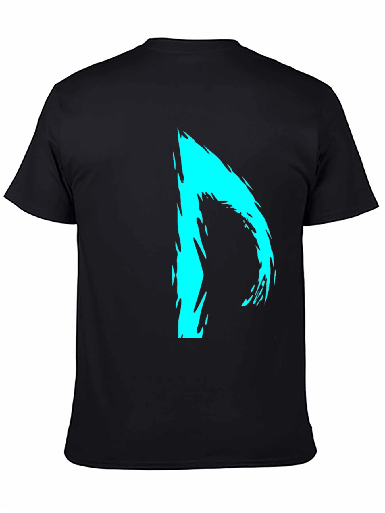 Abstract Cyan Graphic Black T-Shirt