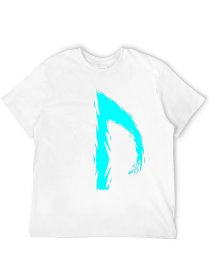 Abstract Cyan Graphic Black T-Shirt