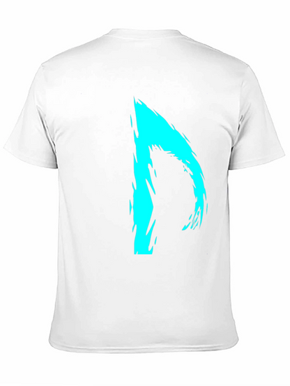 Abstract Cyan Graphic Black T-Shirt
