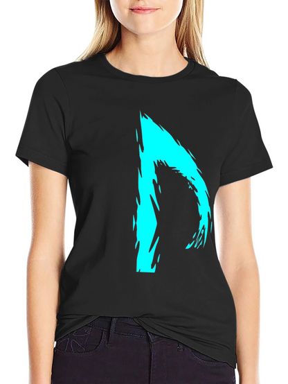 Abstract Cyan Graphic Black T-Shirt
