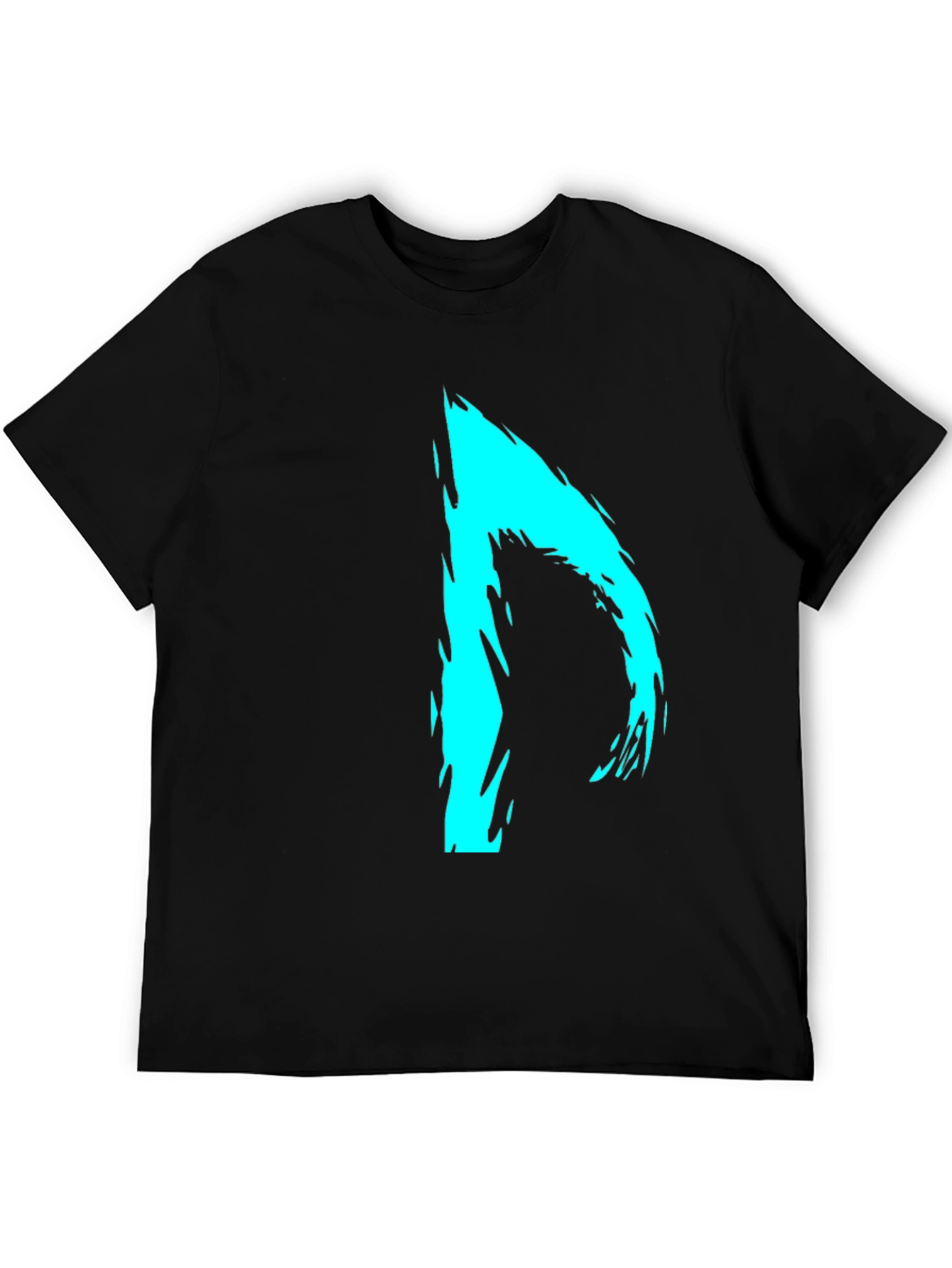Abstract Cyan Graphic Black T-Shirt
