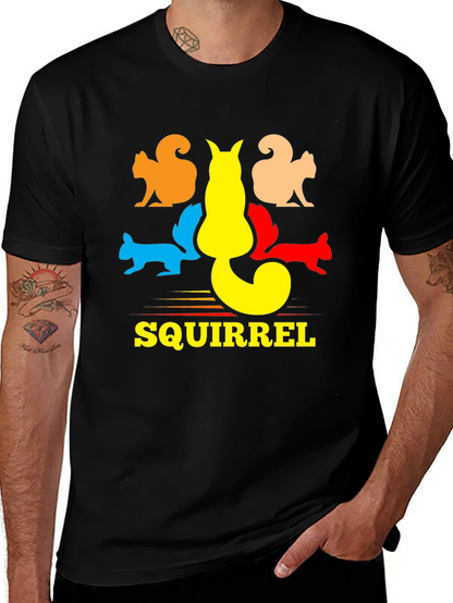 Squirrel Graphic T-Shirt - Black Cotton Tee
