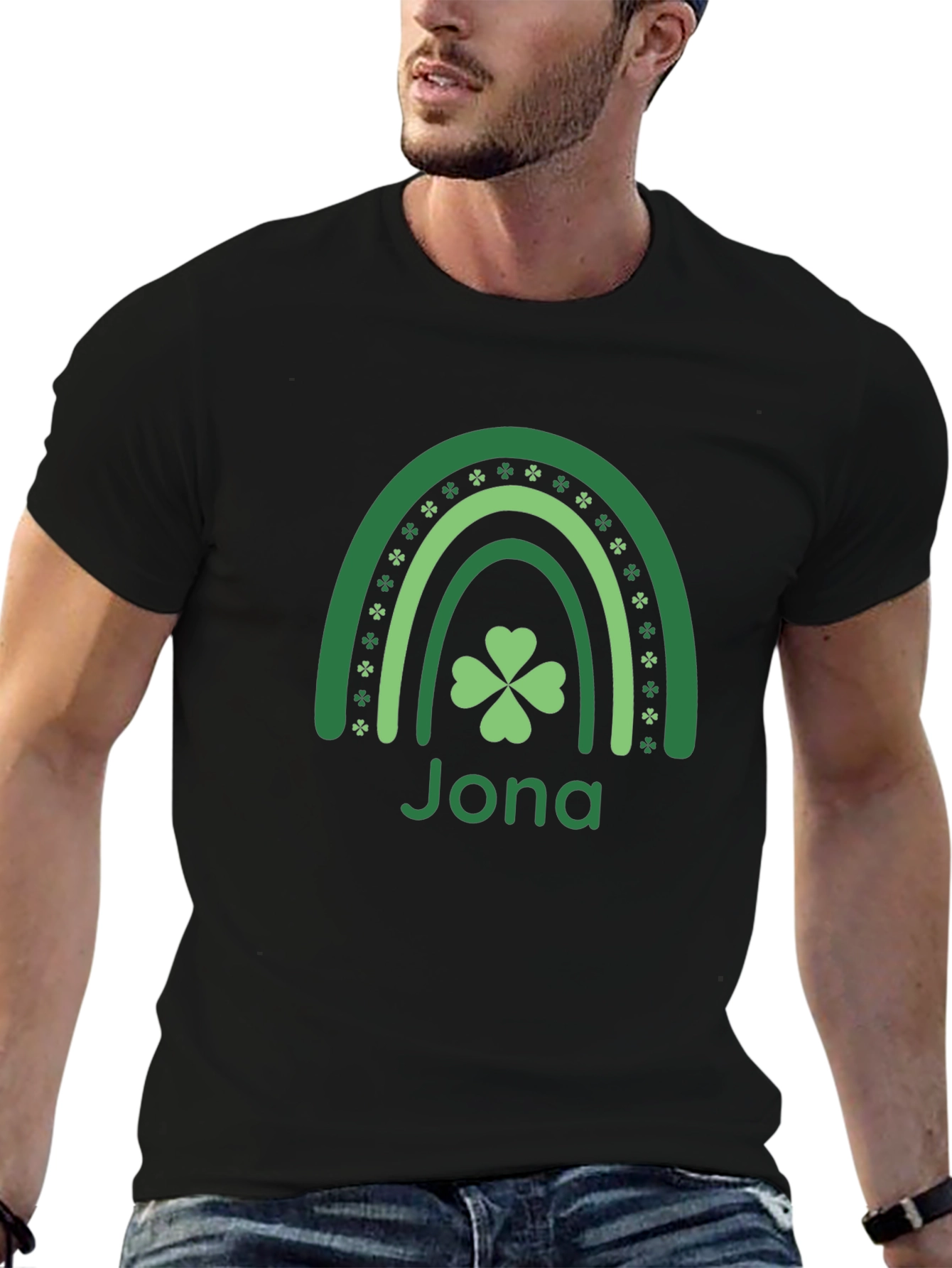 Lucky St. Patricks Day Rainbow Clover Personalized T-Shirt