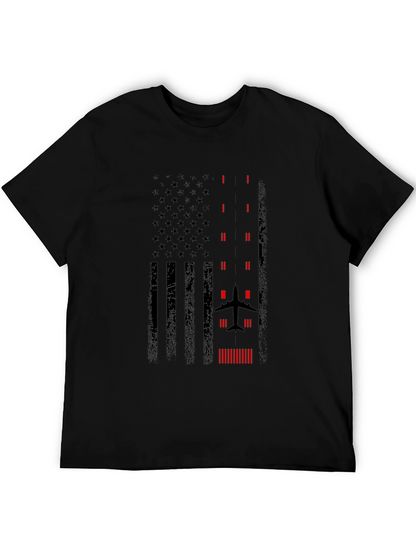 Pilot American Flag Graphic T-Shirt - Black