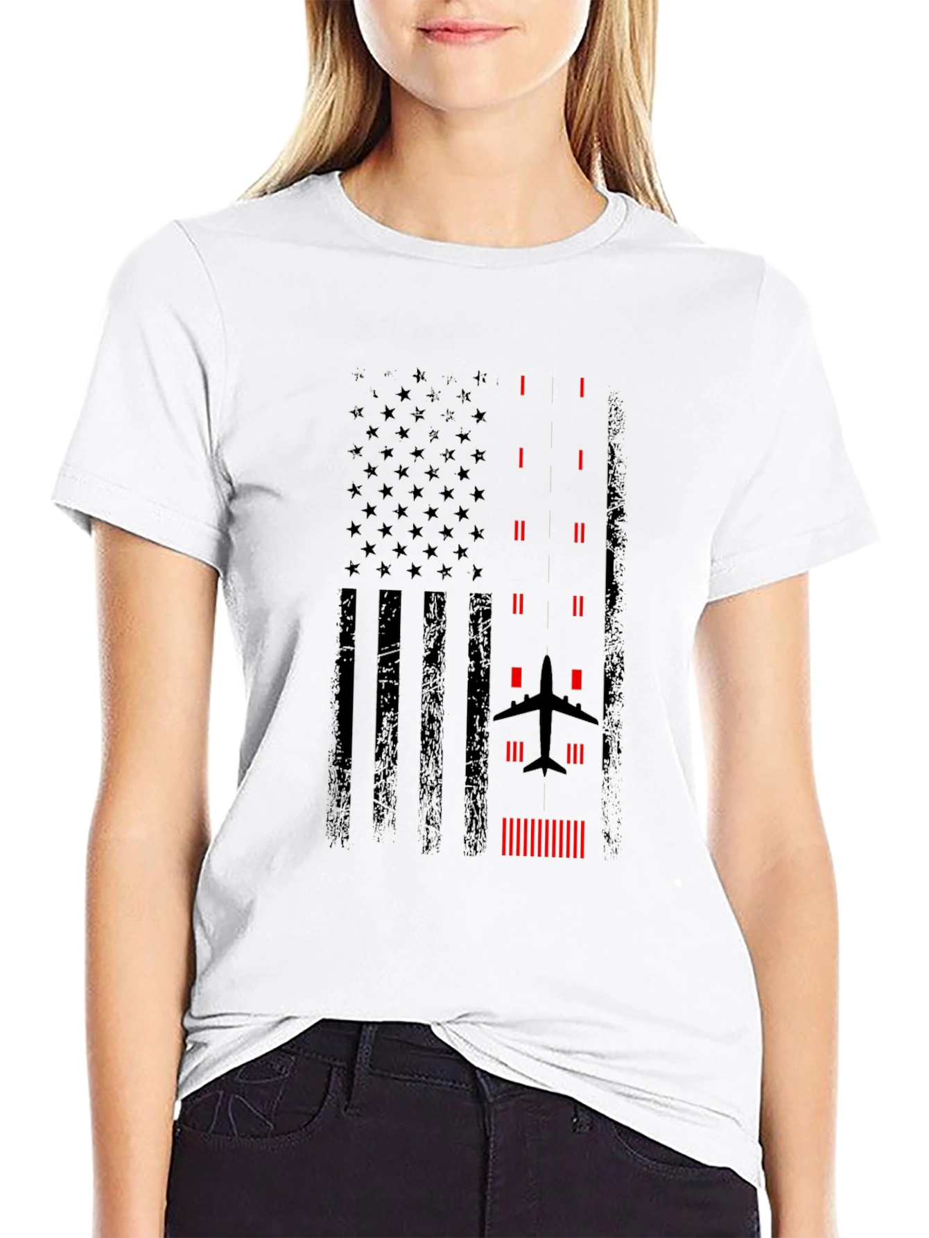 Pilot American Flag Graphic T-Shirt - Black