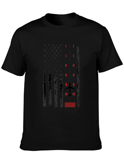 Pilot American Flag Graphic T-Shirt - Black