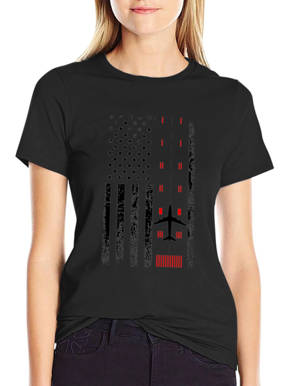 Pilot American Flag Graphic T-Shirt - Black