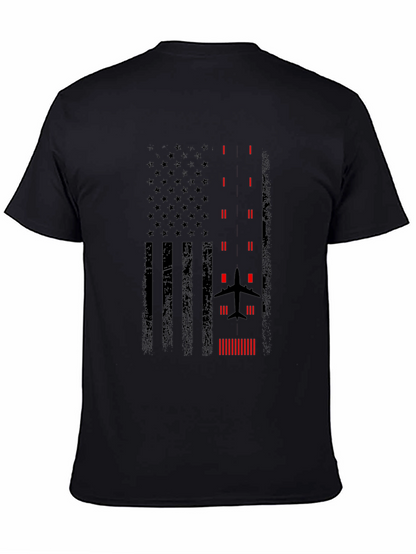 Pilot American Flag Graphic T-Shirt - Black