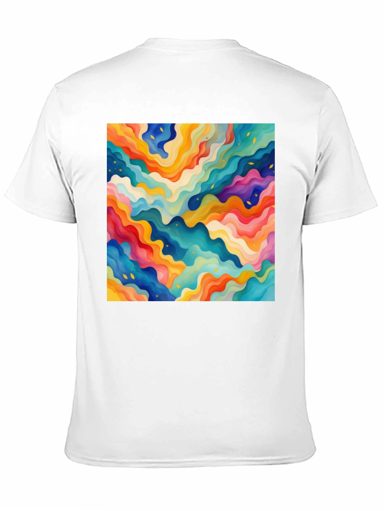 Vibrant Abstract Wave Pattern Black T-Shirt