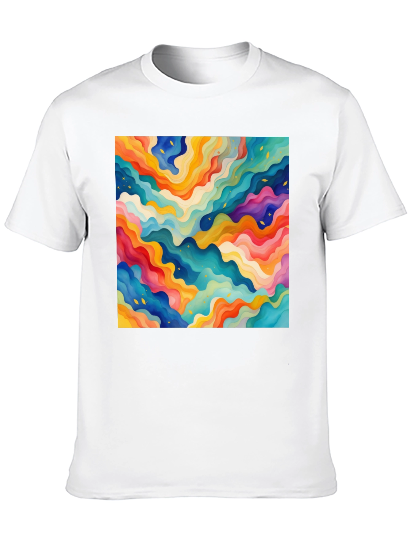 Vibrant Abstract Wave Pattern Black T-Shirt