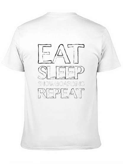 Eat Sleep Snowboarding Repeat Black Graphic Tee