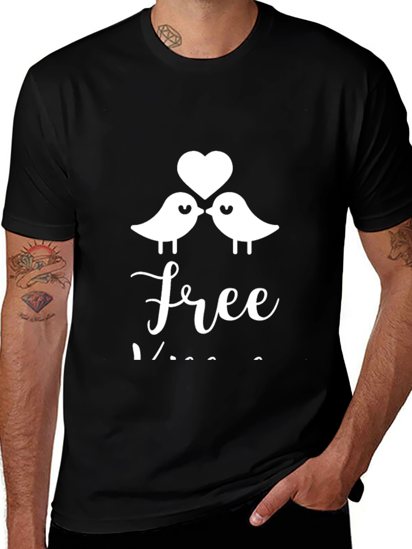 Love Birds Graphic Black T-Shirt