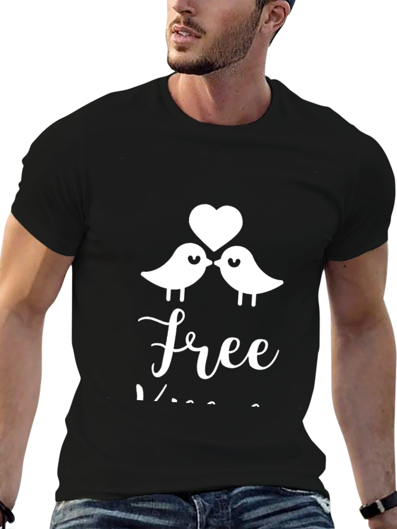 Love Birds Graphic Black T-Shirt