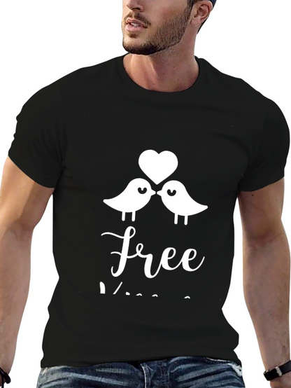 Love Birds Graphic Black T-Shirt