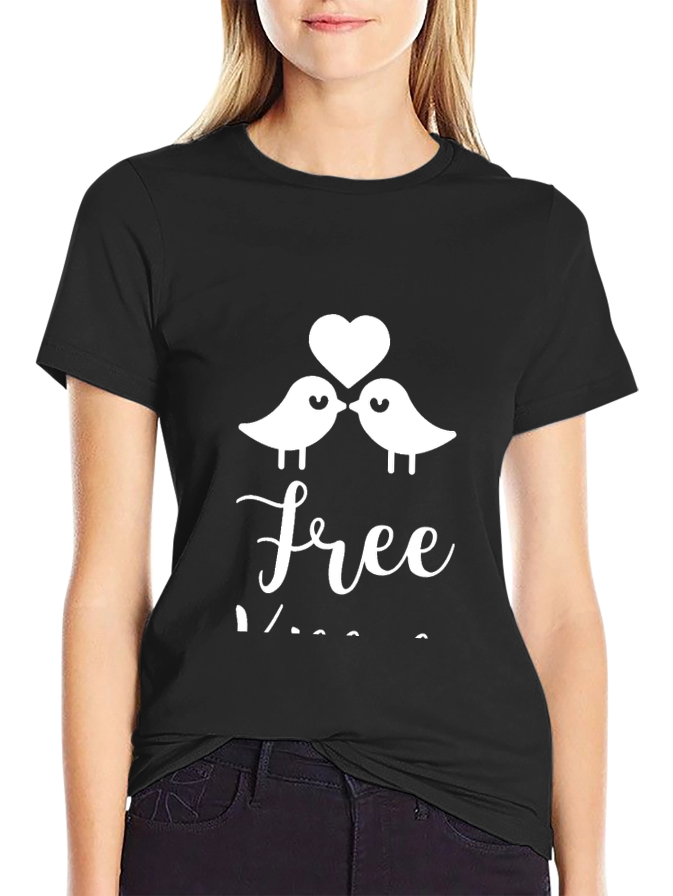 Love Birds Graphic Black T-Shirt