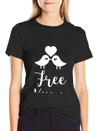 Love Birds Graphic Black T-Shirt
