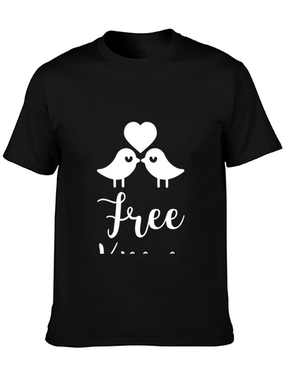 Love Birds Graphic Black T-Shirt
