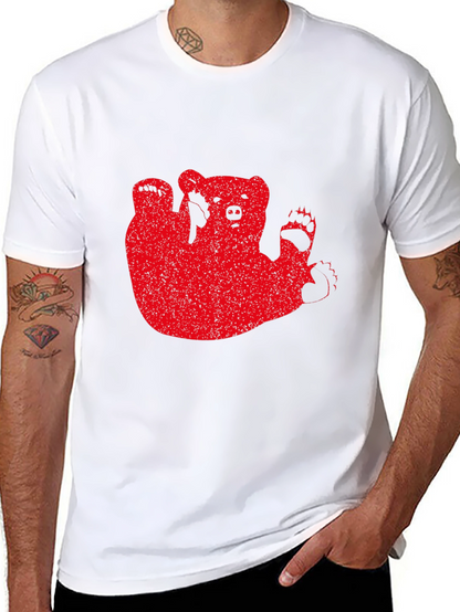Red Bear Graphic Black T-Shirt Casual Wear