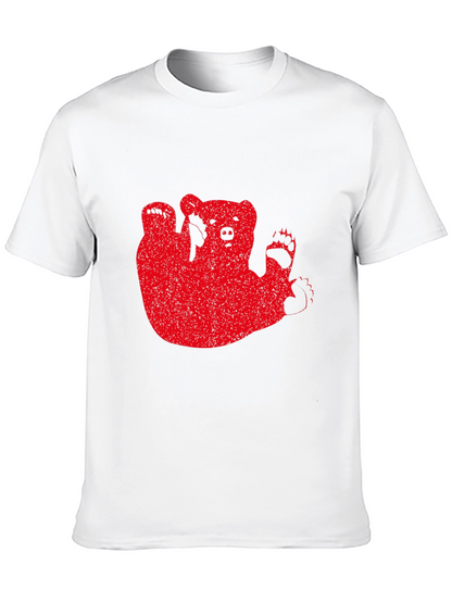 Red Bear Graphic Black T-Shirt Casual Wear