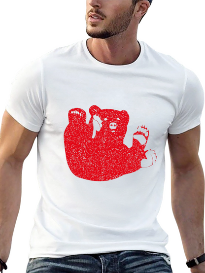 Red Bear Graphic Black T-Shirt Casual Wear